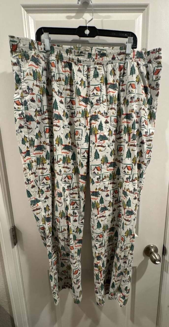 L.L.Bean Pajama Pants XXL Reg Camping Forest Print Cotton Blend